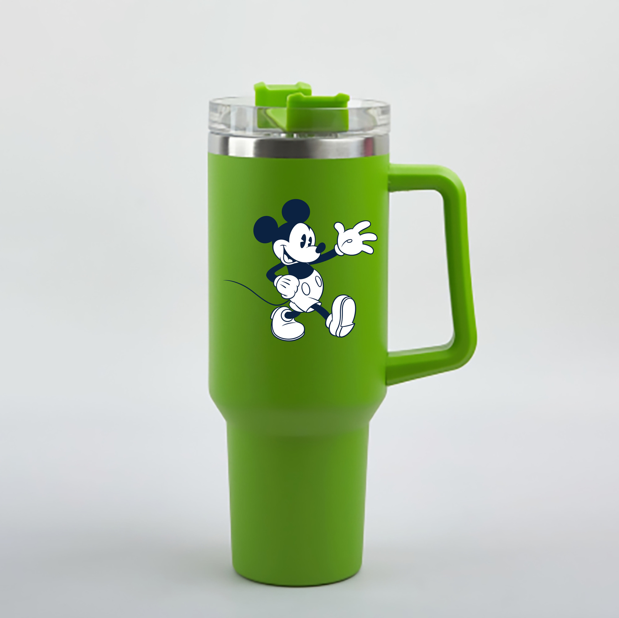（画像用） ミッキーマウス Mickey Mouse 1200mL車用タンブラー - クリスタルステッカー（プラスチックストロー付き）
